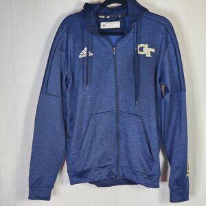 Adidas Blue Climawarm Zip Up Team Sideline Georgia Tech Poly Lined Hoodie Size M
